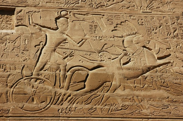 View of the giant relief decoration on the outside northern wall of the Great Hypostyle Court