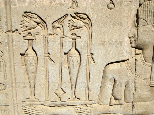 Carved relief on the outer wall of the structure which houses the Hall of the Ennead and The Sanctuary