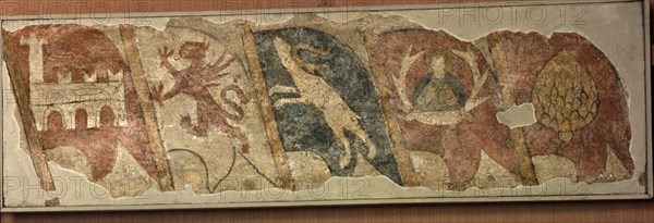 Banners of the districts (rione) of central Rome, from the facade of Palazzo Senatorio
