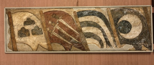 Banners of the districts (rione) of central Rome, from the facade of Palazzo Senatorio