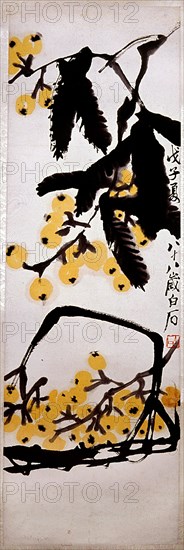 Painting by Chi Pai shih: Pi pa Fruit (hanging scroll)