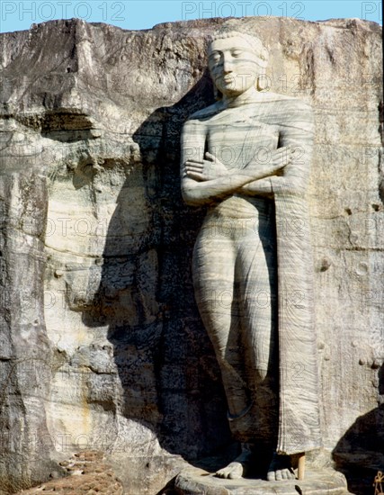 Rock sculpture of the seated Buddha at Gal Vihara at Polonnaruwa