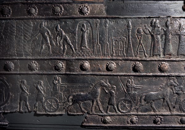 The wooden gates of Shalmaneser III with bands of relief decoration in bronze