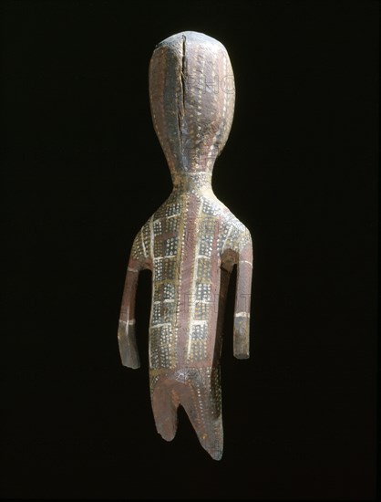 Painted wooden aboriginal figure of a woman