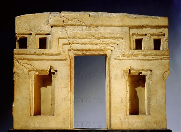 Modern plaster model of the monumental and monolithic Gatewayof the Sun at the ceremonial centre of the Tiahuanaco culture