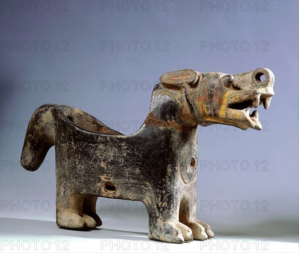 A classic Tiahuanaco incense burner in the form of a puma used during religious ceremonies centred on the great site of Tiahuanaco itself