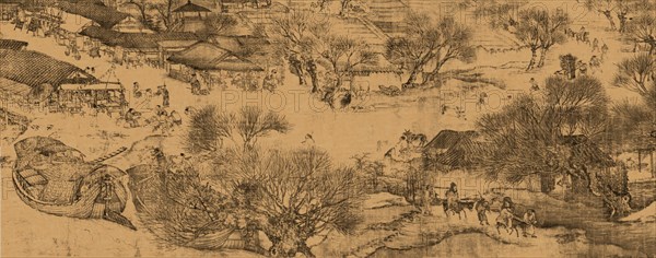 A detail of a scroll called Going Up the River at the Qingming (Spring) Festival by Zhang Zeduan