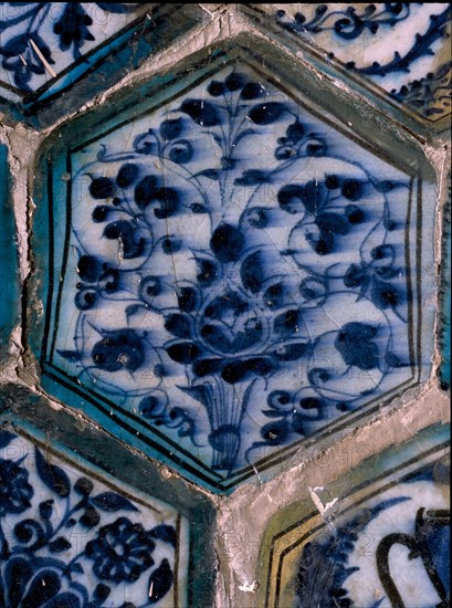 Mismatched Iznik style tiles from a wall panel