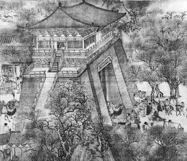 A detail of the scroll called Going Up the River at the Ching Ming Festival, which shows scenes of town and country life possibly in the old capital of Kaifeng