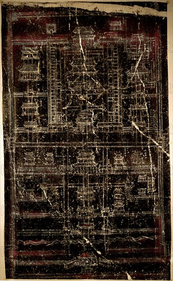 The layout of the Temple of Confucius: a rubbing taken from a stele in the Forest of Steles, Xian