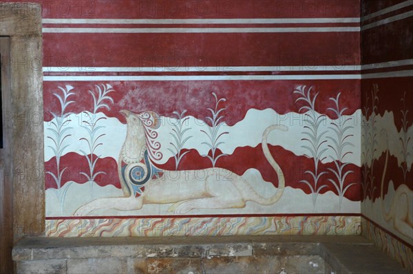 Detail of the griffin fresco in the Throne Room