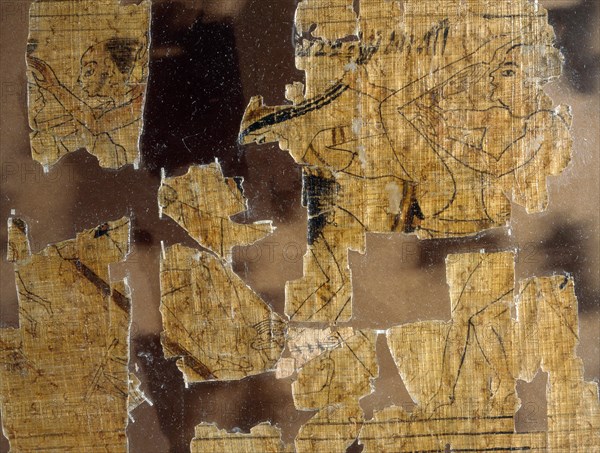 A detail from the Turin Papyrus which depicts scenes of prostitutes with their clients and various love making positions