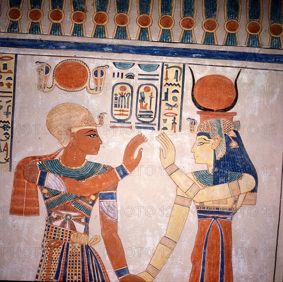 A detail of a wall painting in the tomb of Amen hor khepeshef