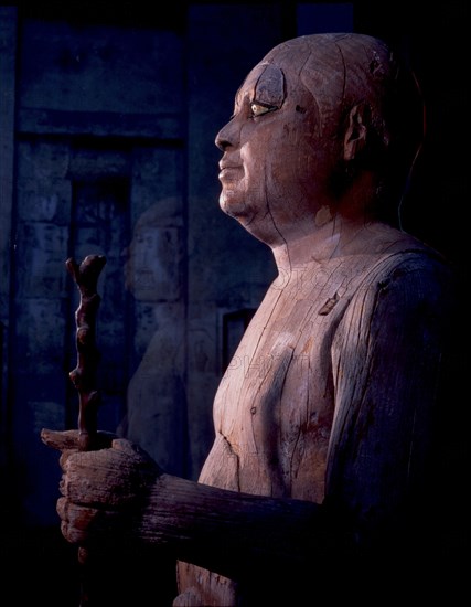 Probably the most celebrated private statue of the Old Kingdom, this wooden statue of Ka Aper, also known as Sheikh el Beled (Headman of the Village), portrays a corpulent ageing man with an expressive shrewd face