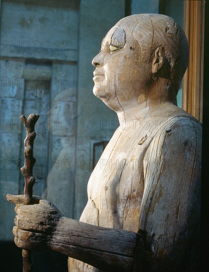 Probably the most celebrated private statue of the Old Kingdom, this wooden statue of Ka Aper, also known as Sheikh el Beled (Headman of the Village), portrays a corpulent ageing man with an expressive shrewd face