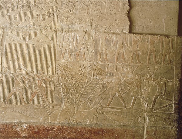 A scene in relief in the tomb of the vizier Mereruka