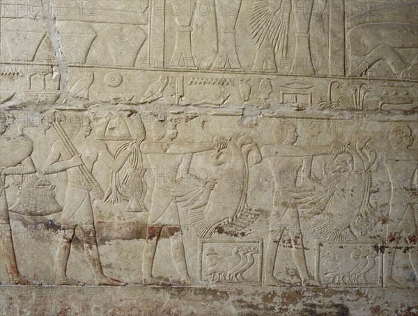 A scene in relief in the tomb of the vizier Mereruka