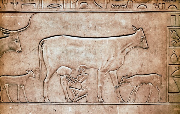 A detail of a relief on the sarcophagus of Queen Kawit, wife of the pharaoh Mentuhotep II