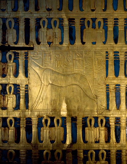 Details from Tutankhamuns shrine in the form of the sactuary of the feast of Sed