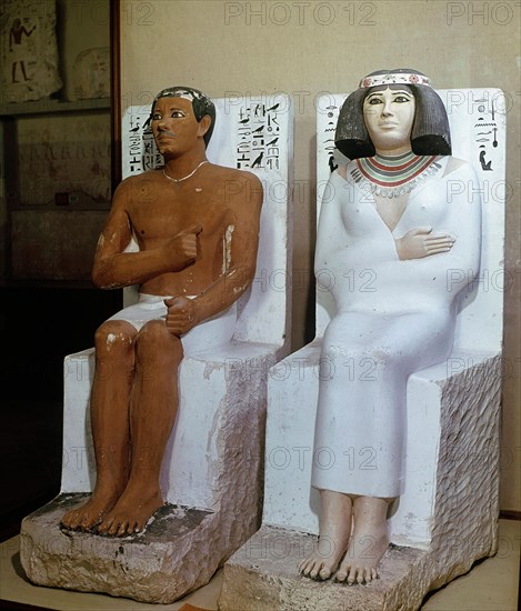 Statues of Prince Rahotep and his wife Nofret