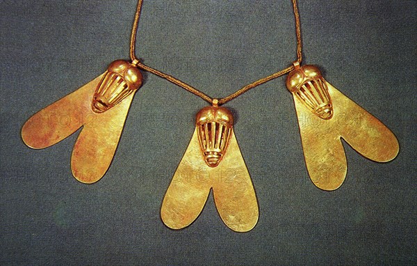 These three gold flies were part of an award for valour