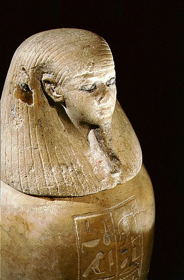 One of a set of four canopic jars, used to preserve the internal organs of Prince Hornakht, each in the form of one of the Four Sons of Horus