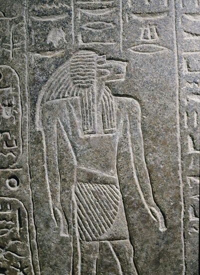 Detail of a 19th Dynasty sarcophagus reused at Tanis by Psusennes I