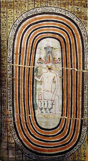 Detail of the inside head panel of the rectangular outer coffin of general Sepi