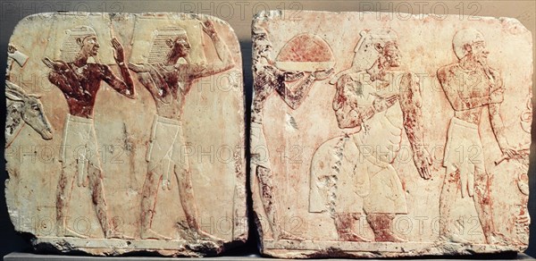 A relief from the temple of Queen Hatshepsut at Deir el Bahri depicting the maritime expedition which Hatshepsut sent via the Red Sea to Punt in c