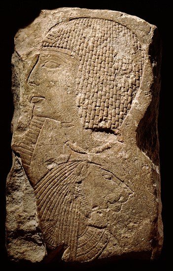 Relief depicting Ramesses II with a bound Nubian captive