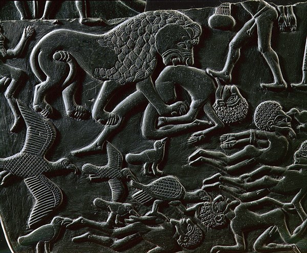 Detail of a fragment of the Battlefield Palette ( obverse )