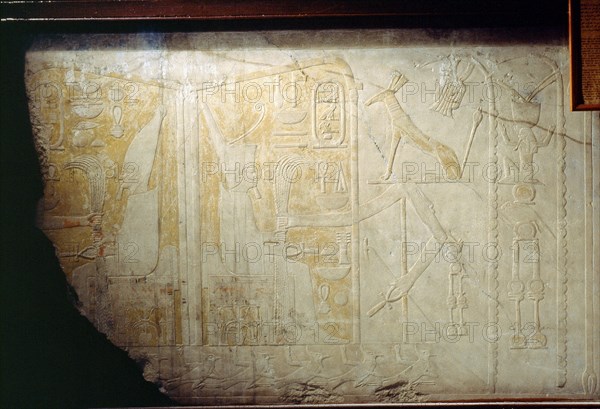 Fragment of a relief showing the sed festival planned for king Amenemhat I