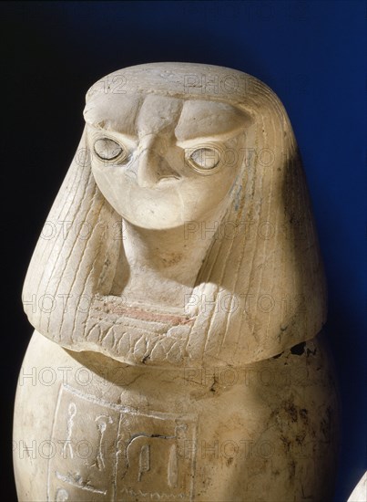 One of a set of four canopic jars used to preserve the internal organs of Prince Hornakht each in the form of one of the Four Sons of Horus