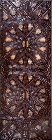 Wood panel with geometric designs possibly from a palace