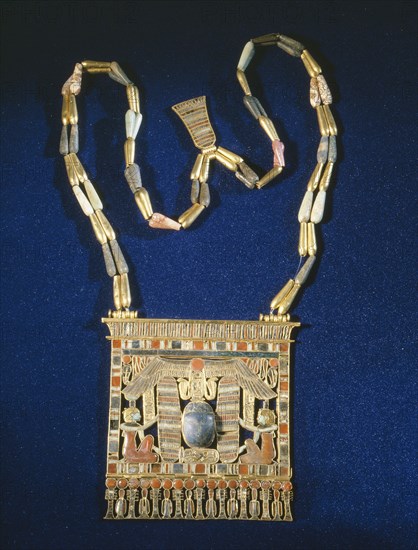 Winged scarab pectoral chain, from the tomb of Psusennes I