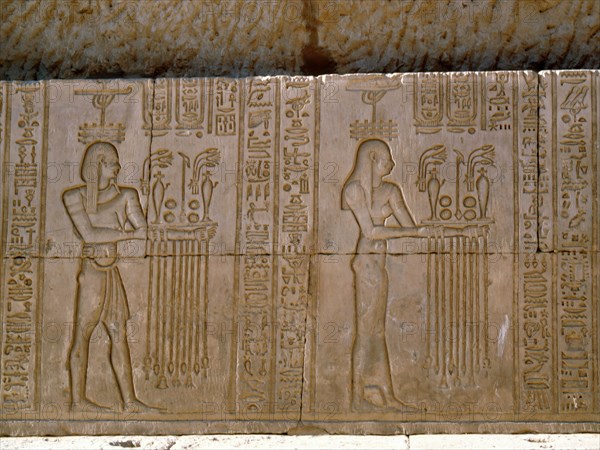 Temple reliefs and inscriptions at Kom Ombo