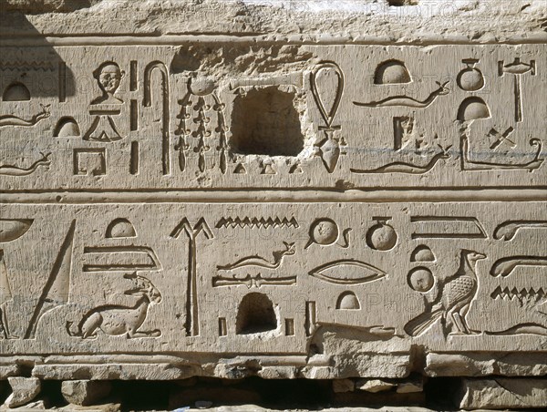 Temple reliefs and inscriptions at Kom Ombo