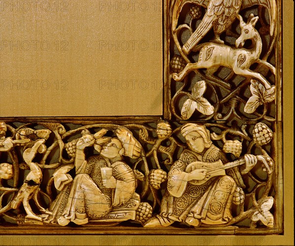 Carved ivory plaque from a piece of furniture