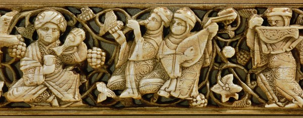 Carved ivory plaque from a piece of furniture