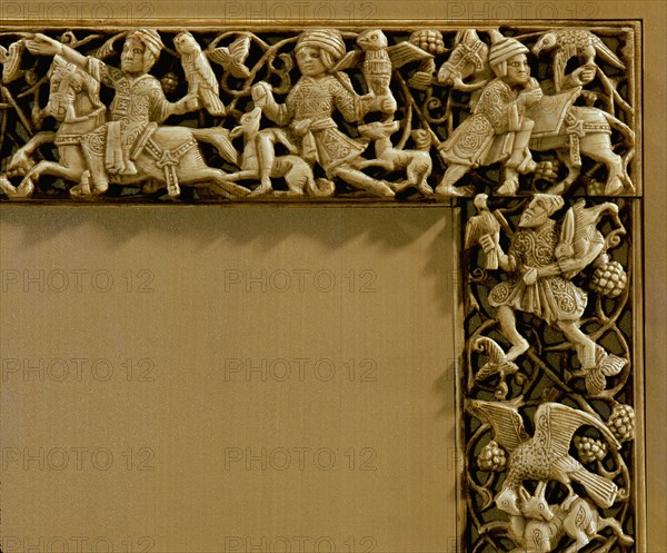 Carved ivory plaque from a piece of furniture