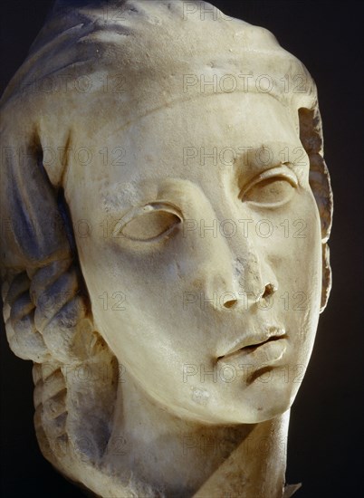 Sculpted head of a veiled woman