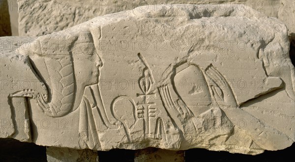 Amarna style reliefs from the time of Amenhotep IV (better known as Akhenaten) depicting a youth with the distinctive side lock hairstyle