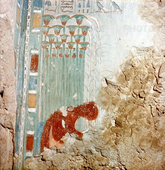 A detail of a painting in a private tomb