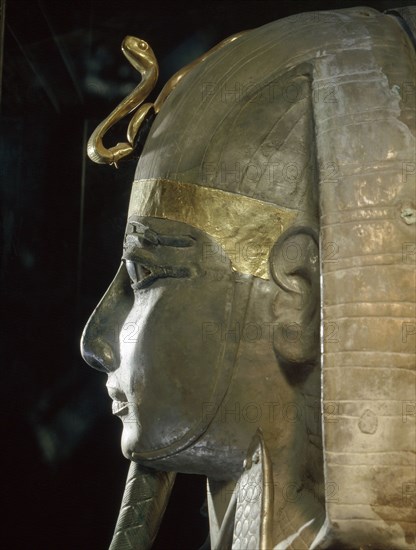 Head of silver coffin of Psusennes I from the royal necropolis at Tanis