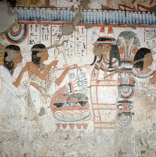 A detail of a painting in the tomb of Userhet, Royal Scribe of Amenophis II