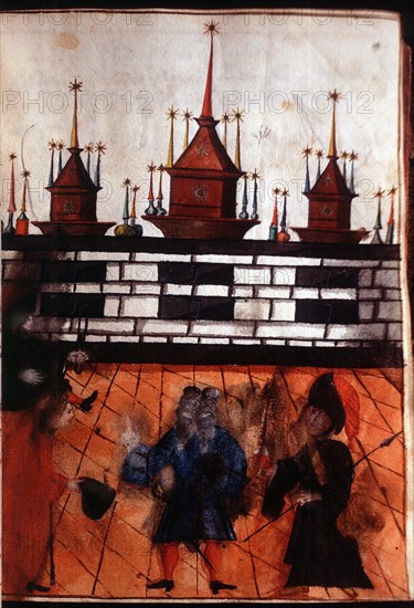 Illustration from the manuscript of Sabaoth with depiction Athanor, the alchemists furnace
