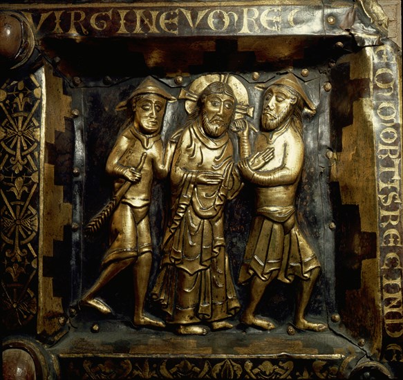 Detail of the Broddetorp Golden Altar carved with biblical motives