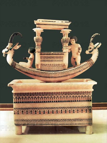 Basin with a boat from the tomb of Tutankhamun