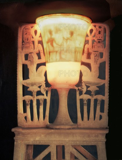 Chalice shaped lamp from the tomb of Tutankhamun