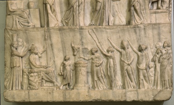 An allegorical representation of The Apotheosis of Homer, signed by a sculptor from Priene, a Greek town in Asia Minor